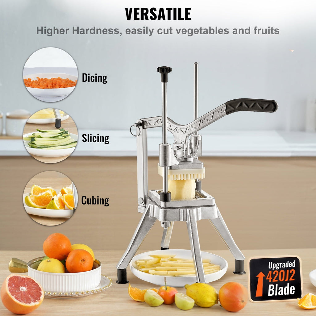 KFFKFF Commercial Vegetable Chopper with 4 Interchangeable Blades, Stainless Steel French Fry Cutter, Potato Dicer & ... - Image 6