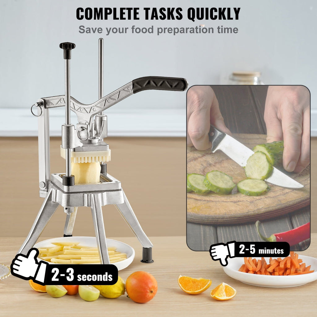 KFFKFF Commercial Vegetable Chopper with 4 Interchangeable Blades, Stainless Steel French Fry Cutter, Potato Dicer & ... - Image 2
