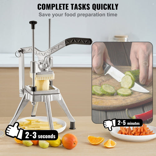 KFFKFF Commercial Vegetable Chopper with 4 Interchangeable Blades, Stainless Steel French Fry Cutter, Potato Dicer & ... - Image 2